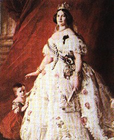 Isabel II, junto a la infanta Isabel, por Winterhalter, Palacio Real (Madrid).